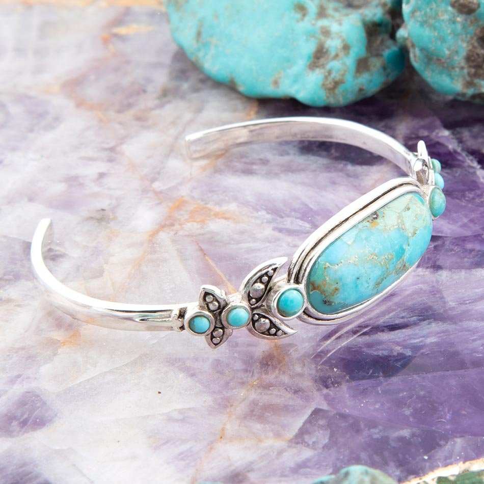 Emile Blue Turquoise Sterling Silver Cuff Bracelet - Barse Jewelry - Flyclothing LLC