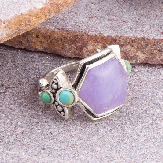 Emile Purple Quartz and Blue Turquoise Sterling Silver Ring - Barse Jewelry - Flyclothing LLC