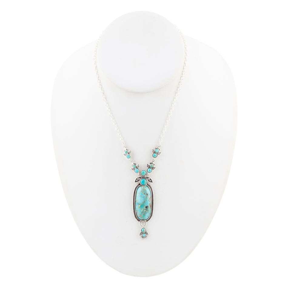Emile Sterling Silver and Blue Turquoise Pendant Necklace - Barse Jewelry - Flyclothing LLC