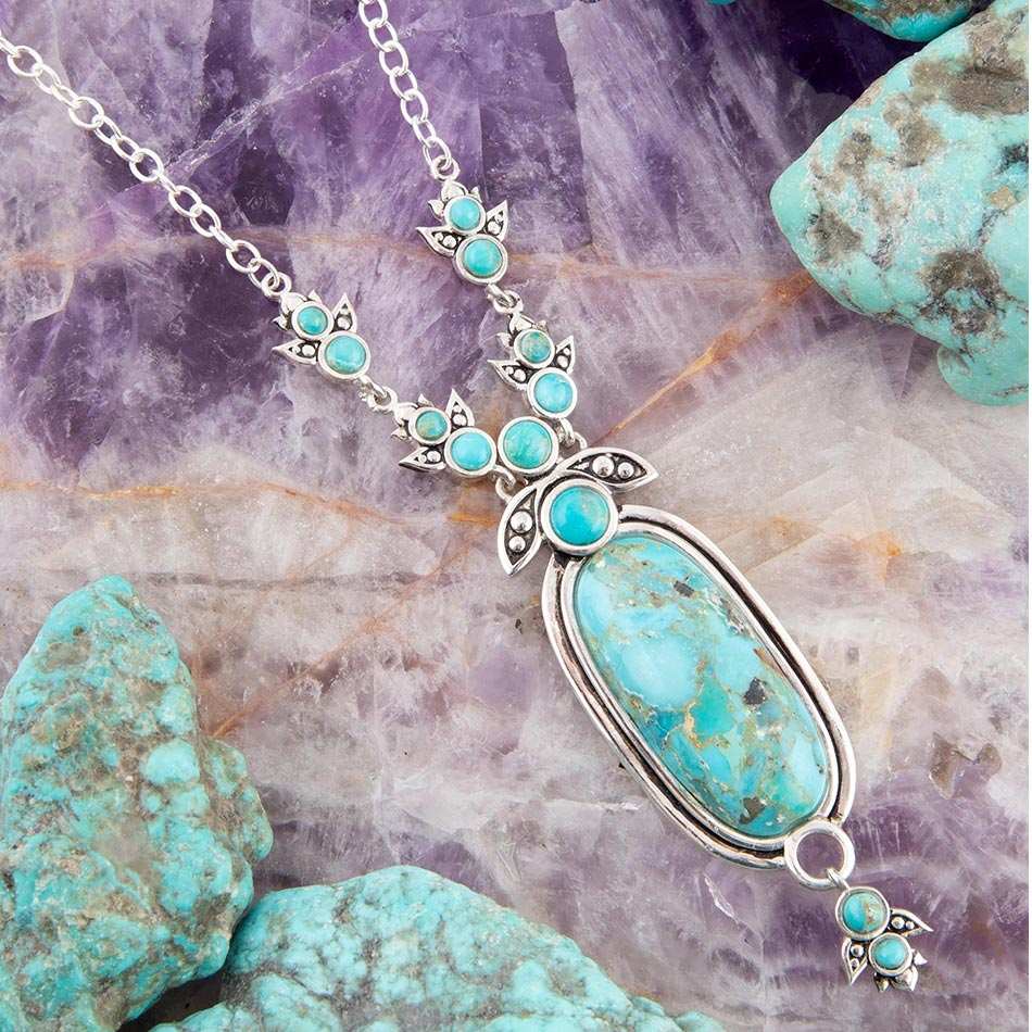 Emile Sterling Silver and Blue Turquoise Pendant Necklace - Barse Jewelry - Flyclothing LLC