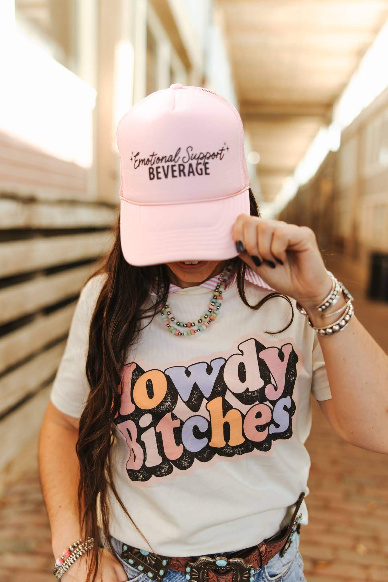 Emotional Support Beverage Pink Trucker Hat - Wild Junkie - Flyclothing LLC