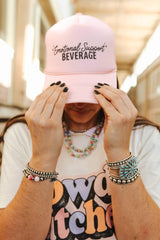 Emotional Support Beverage Pink Trucker Hat - Wild Junkie - Flyclothing LLC