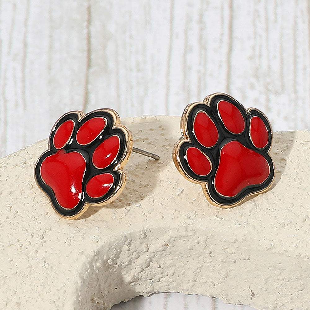 Enamel Game Day Paw Stud Earrings - Madeline Love - Flyclothing LLC