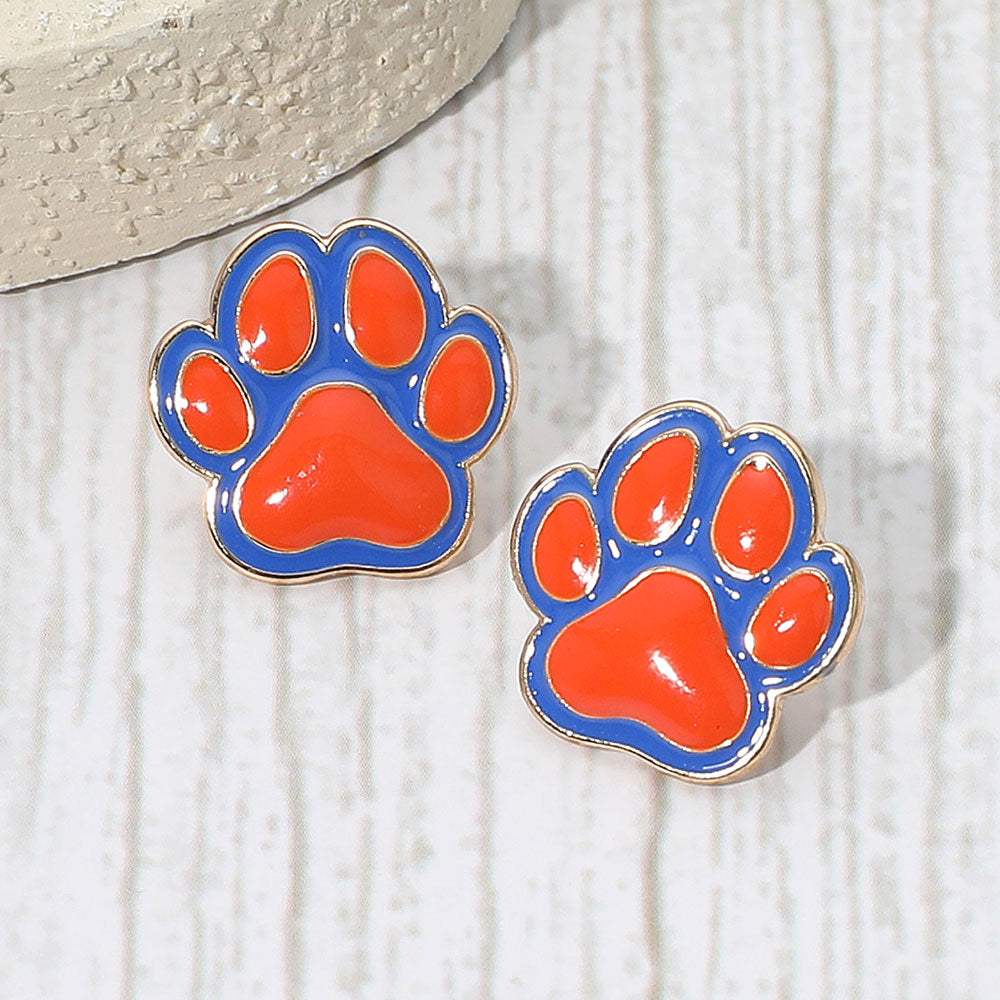 Enamel Game Day Paw Stud Earrings - Madeline Love - Flyclothing LLC