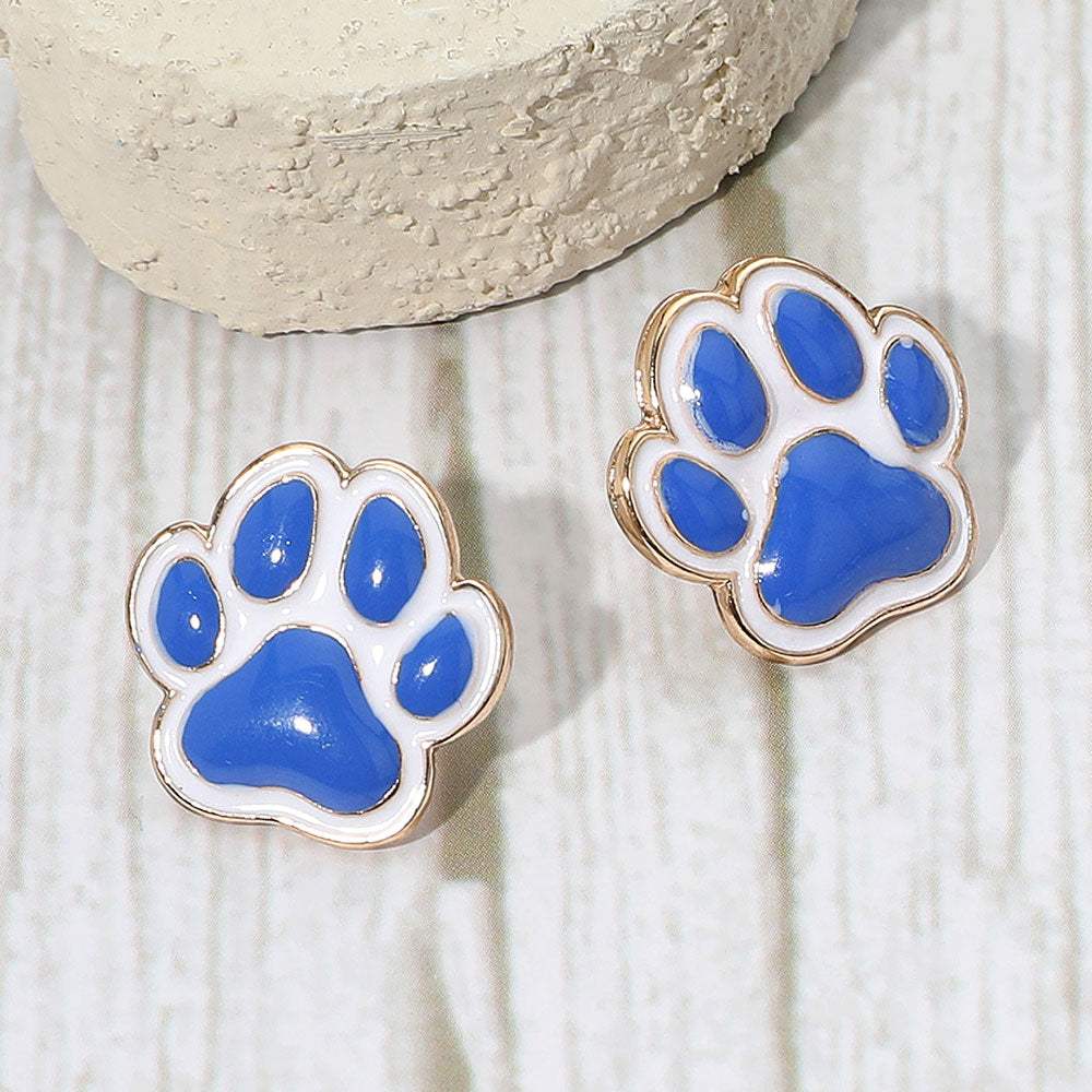 Enamel Game Day Paw Stud Earrings - Madeline Love - Flyclothing LLC
