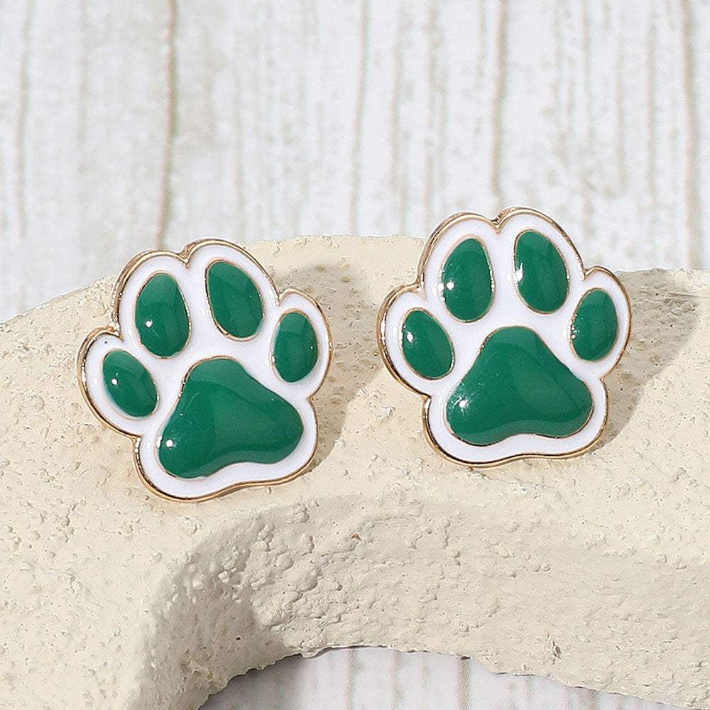 Enamel Game Day Paw Stud Earrings - Madeline Love - Flyclothing LLC