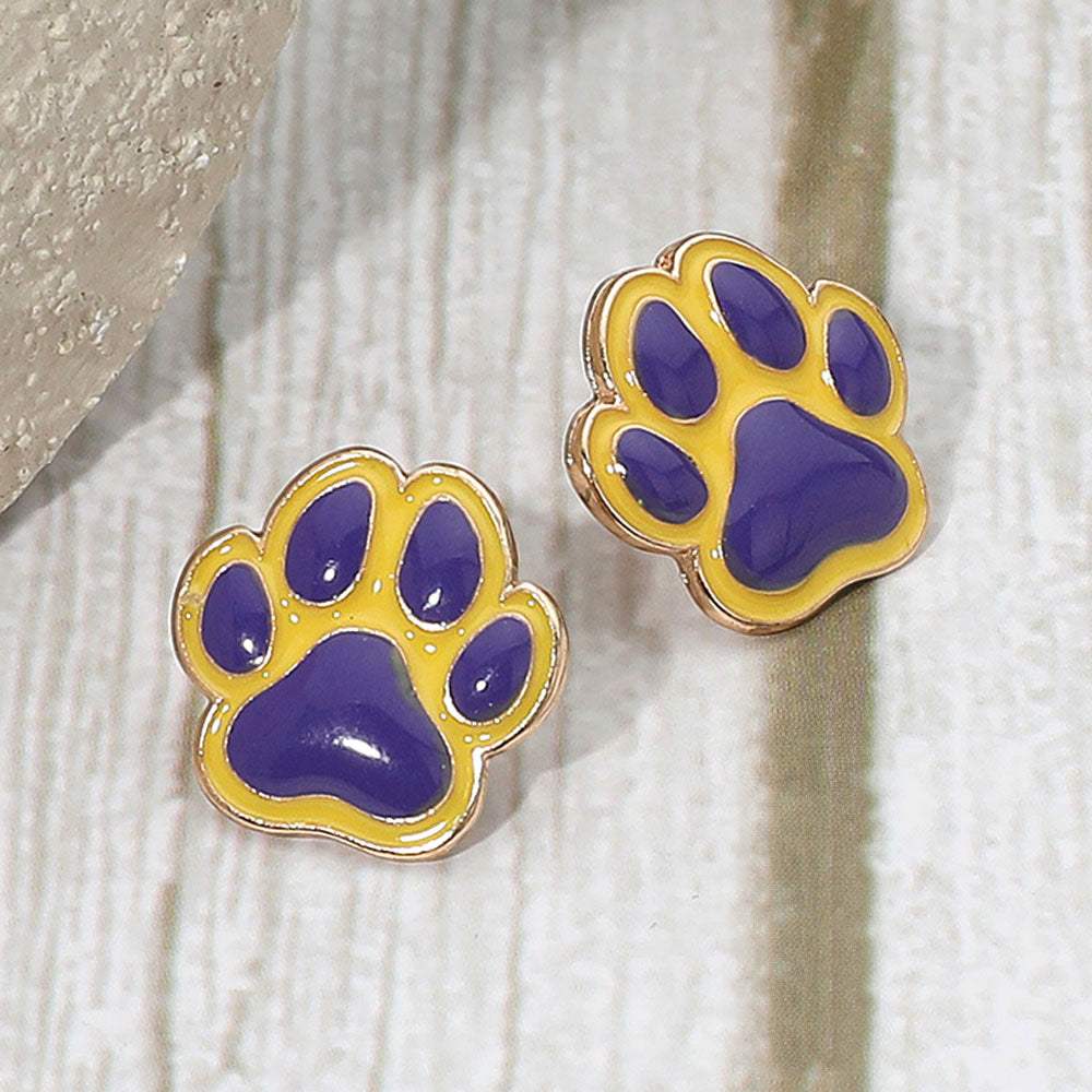 Enamel Game Day Paw Stud Earrings - Madeline Love - Flyclothing LLC