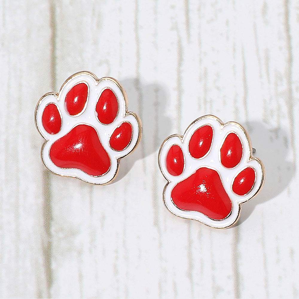 Enamel Game Day Paw Stud Earrings - Madeline Love - Flyclothing LLC