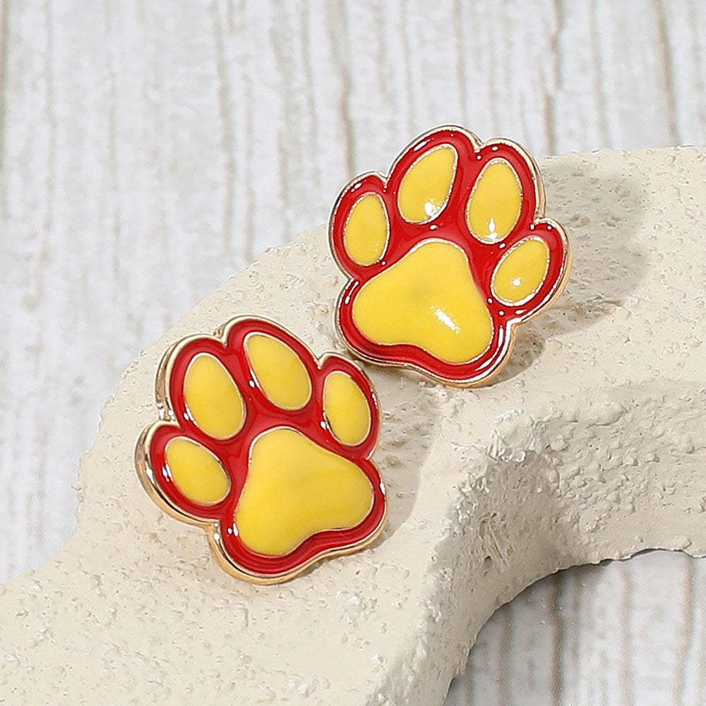 Enamel Game Day Paw Stud Earrings - Madeline Love - Flyclothing LLC