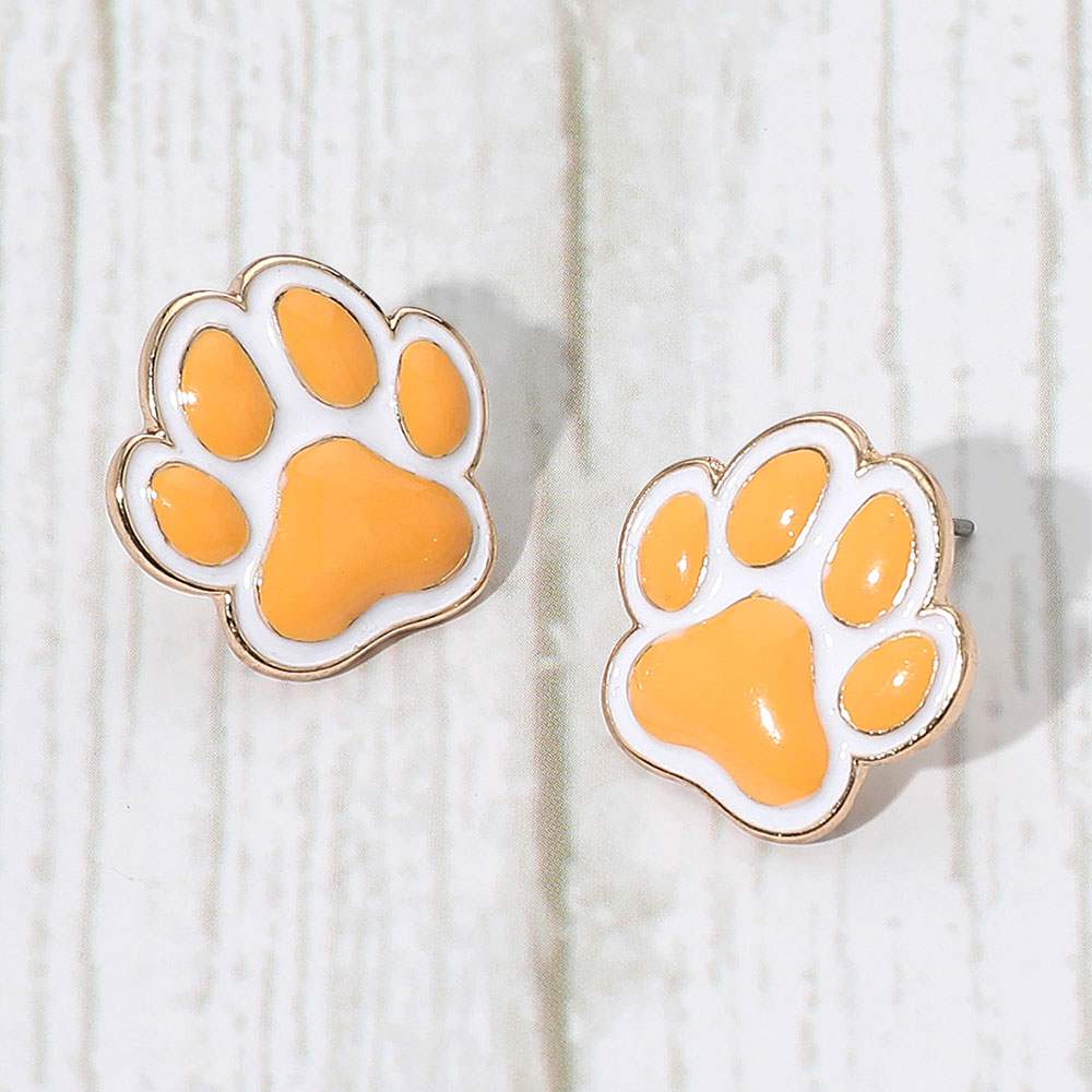 Enamel Game Day Paw Stud Earrings - Madeline Love - Flyclothing LLC