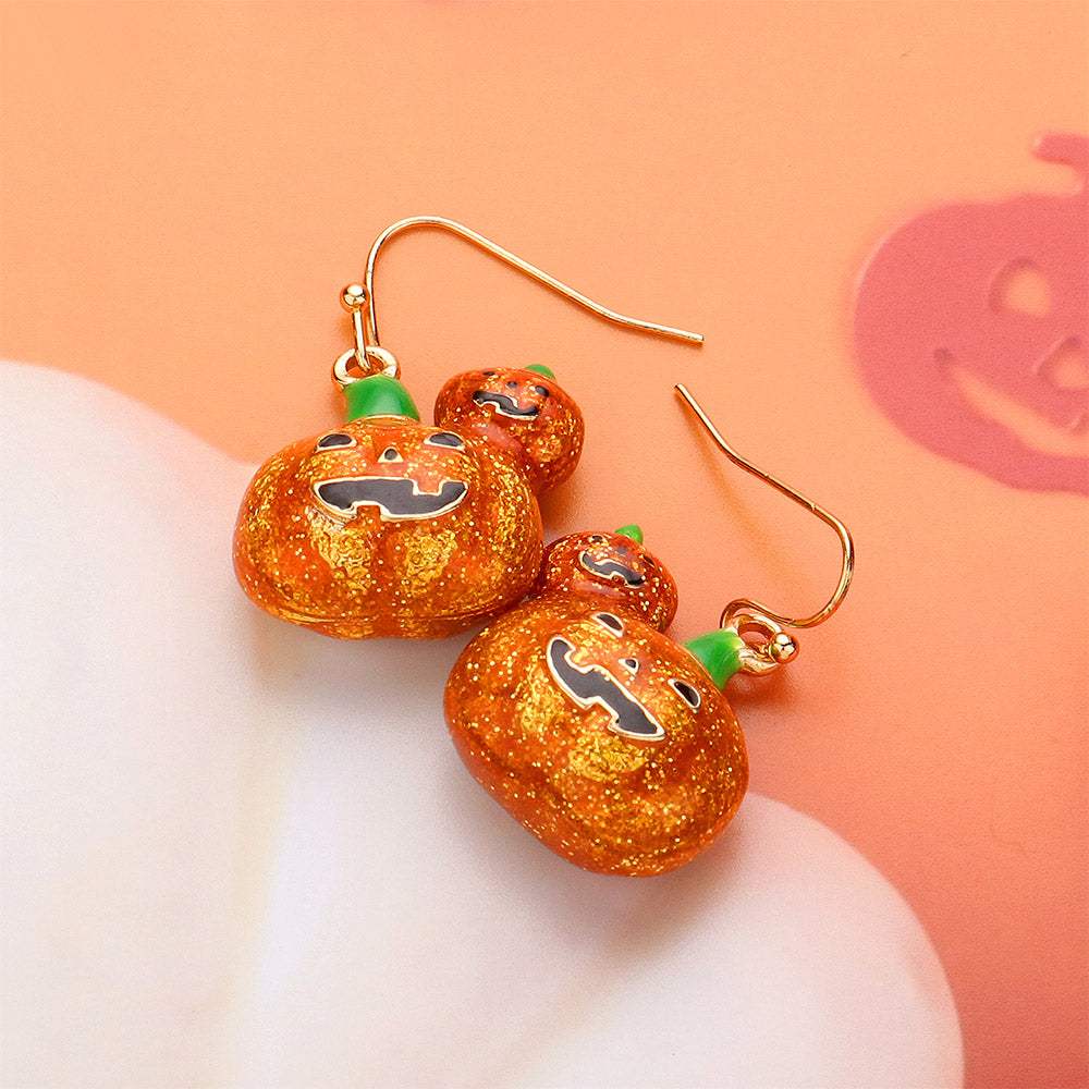 Enamel Halloween Pumpkin Dangle Earrings - Madeline Love - Flyclothing LLC