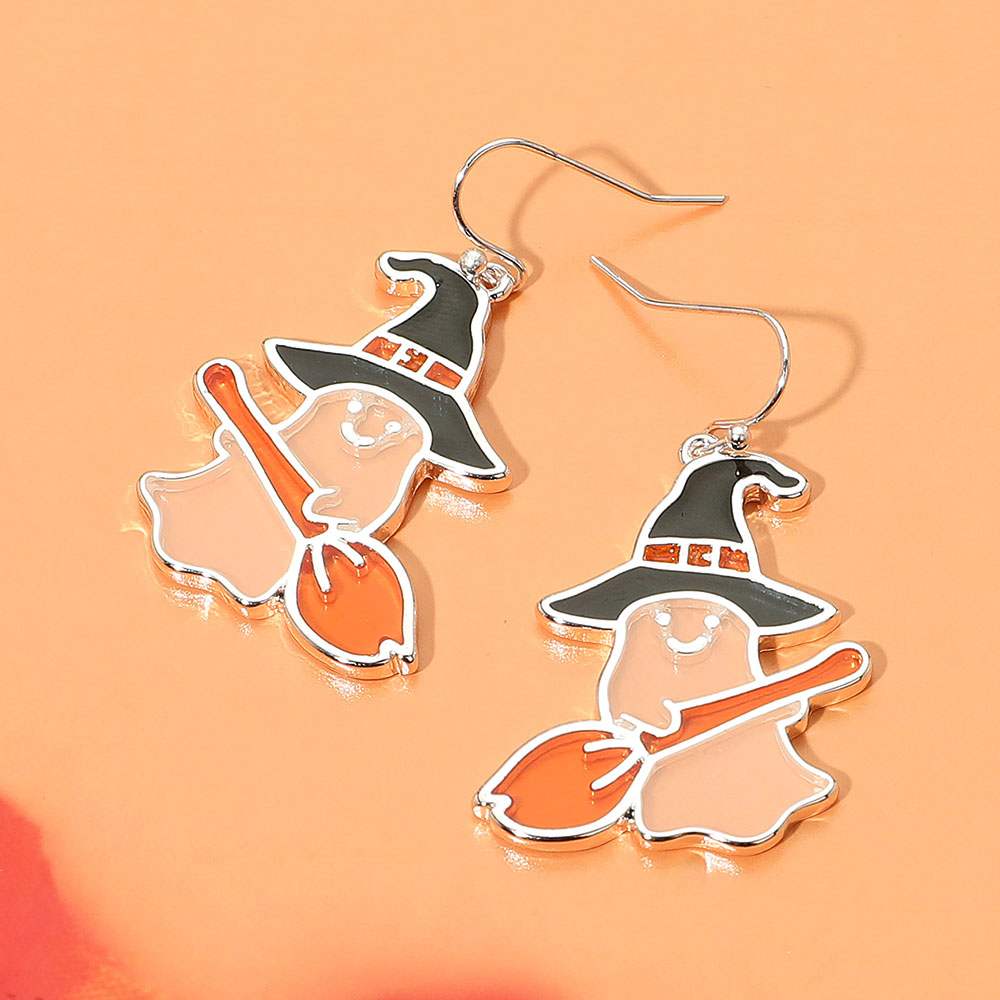Enamel Halloween Witch Ghost Dangle Earrings - Madeline Love - Flyclothing LLC