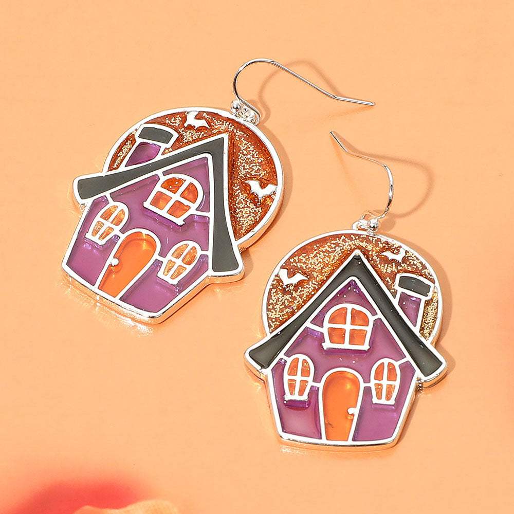 Enamel Haunted House Dangle Earrings - Madeline Love - Flyclothing LLC