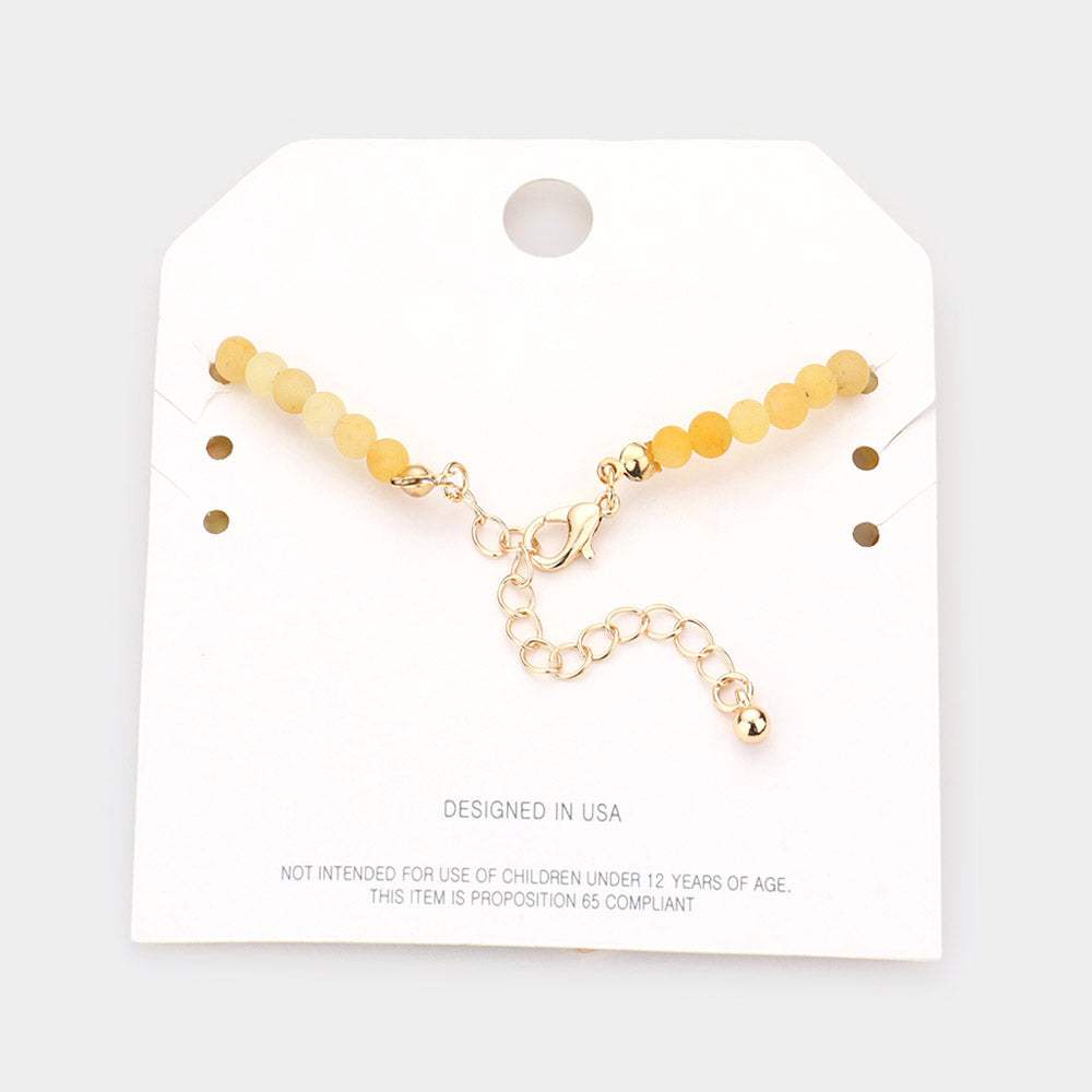 Enamel Heart Charm Semi Precious Stone Anklet - Madeline Love - Flyclothing LLC