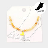 Enamel Heart Charm Semi Precious Stone Anklet - Madeline Love - Flyclothing LLC