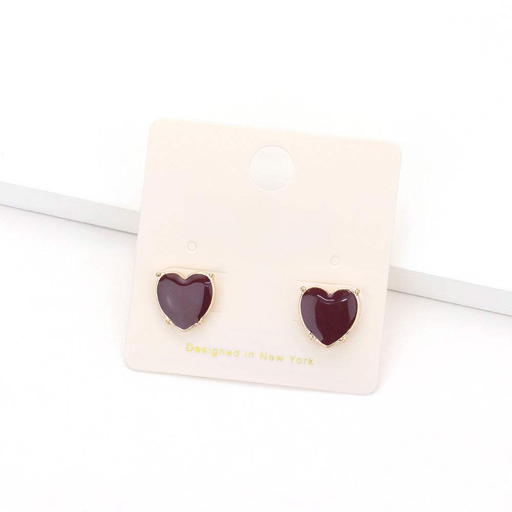 Enamel Heart Stud Earrings - Madeline Love - Flyclothing LLC