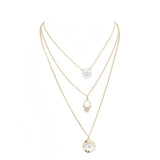 Enamel Rhinestone Evil Eye Hamsa Charm Triple Layer Necklace - Madeline Love - Flyclothing LLC