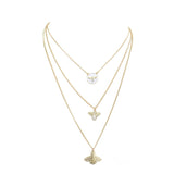 Enamel Rhinestone Honey Bee Pendant Triple Layered Necklace - Madeline Love - Flyclothing LLC