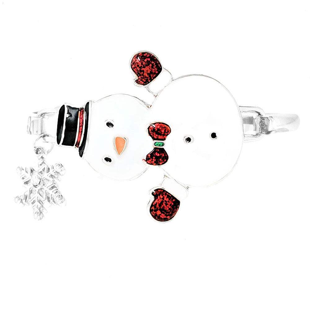Enamel Snowman Metal Snowflake Hook Bracelet - Madeline Love - Flyclothing LLC