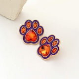 Enamel Stone Game Day Paw Stud Earrings - Madeline Love - Flyclothing LLC