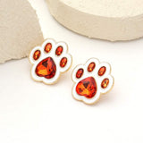 Enamel Stone Game Day Paw Stud Earrings - Madeline Love - Flyclothing LLC