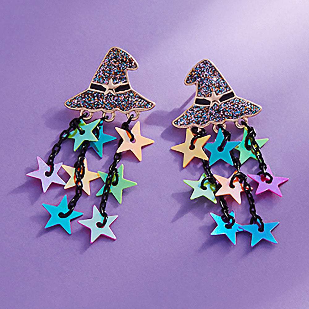 Enamel Witch Hat Star Tassel Earrings - Madeline Love - Flyclothing LLC