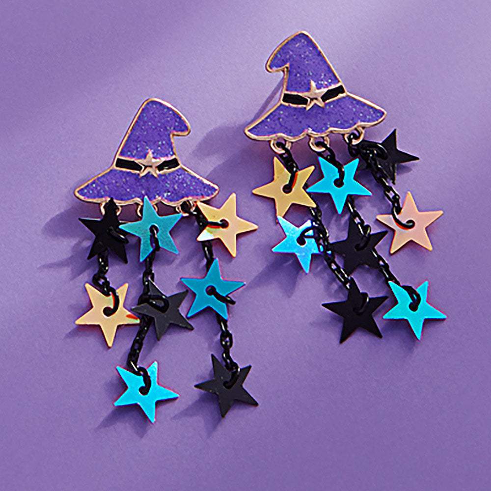 Enamel Witch Hat Star Tassel Earrings - Madeline Love - Flyclothing LLC
