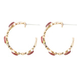 Enchanted Leaves Orange Amber Carnelian Golden Hoop Earrings - Barse Jewelry