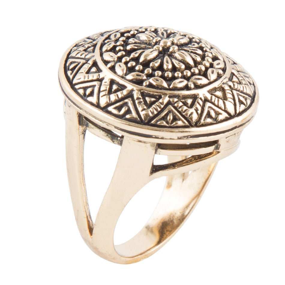 Engraved Golden Bronze Statement Ring - Barse Jewelry - Flyclothing LLC