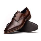 25-550-CST ENZO Italian Calfskin Cap Toe Chestnut - Zelli Italia - Flyclothing LLC