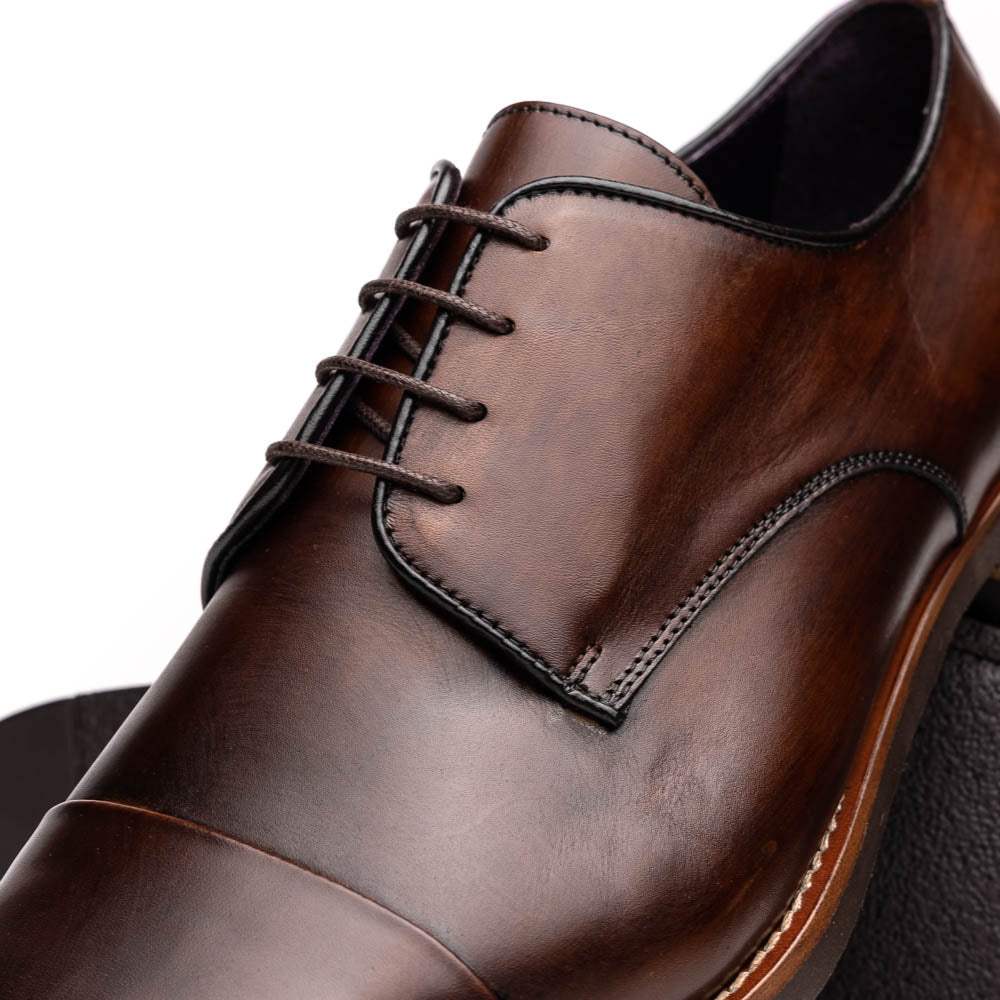 25-550-CST ENZO Italian Calfskin Cap Toe Chestnut - Zelli Italia - Flyclothing LLC