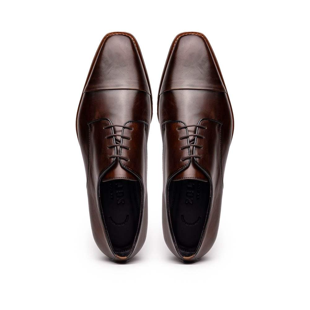 25-550-CST ENZO Italian Calfskin Cap Toe Chestnut - Zelli Italia - Flyclothing LLC