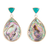 Epiphany Blue Abalone Golden Post Drop Earrings - Barse Jewelry - Flyclothing LLC