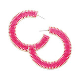 Erin Multiple Color Thread Stitched Wrapped Tassel Lace Trim Half Hoop Stud Earrings - Madeline Love - Flyclothing LLC