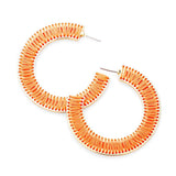 Erin Multiple Color Thread Stitched Wrapped Tassel Lace Trim Half Hoop Stud Earrings - Madeline Love - Flyclothing LLC