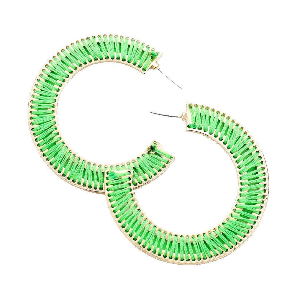 Erin Multiple Color Thread Stitched Wrapped Tassel Lace Trim Half Hoop Stud Earrings - Madeline Love - Flyclothing LLC