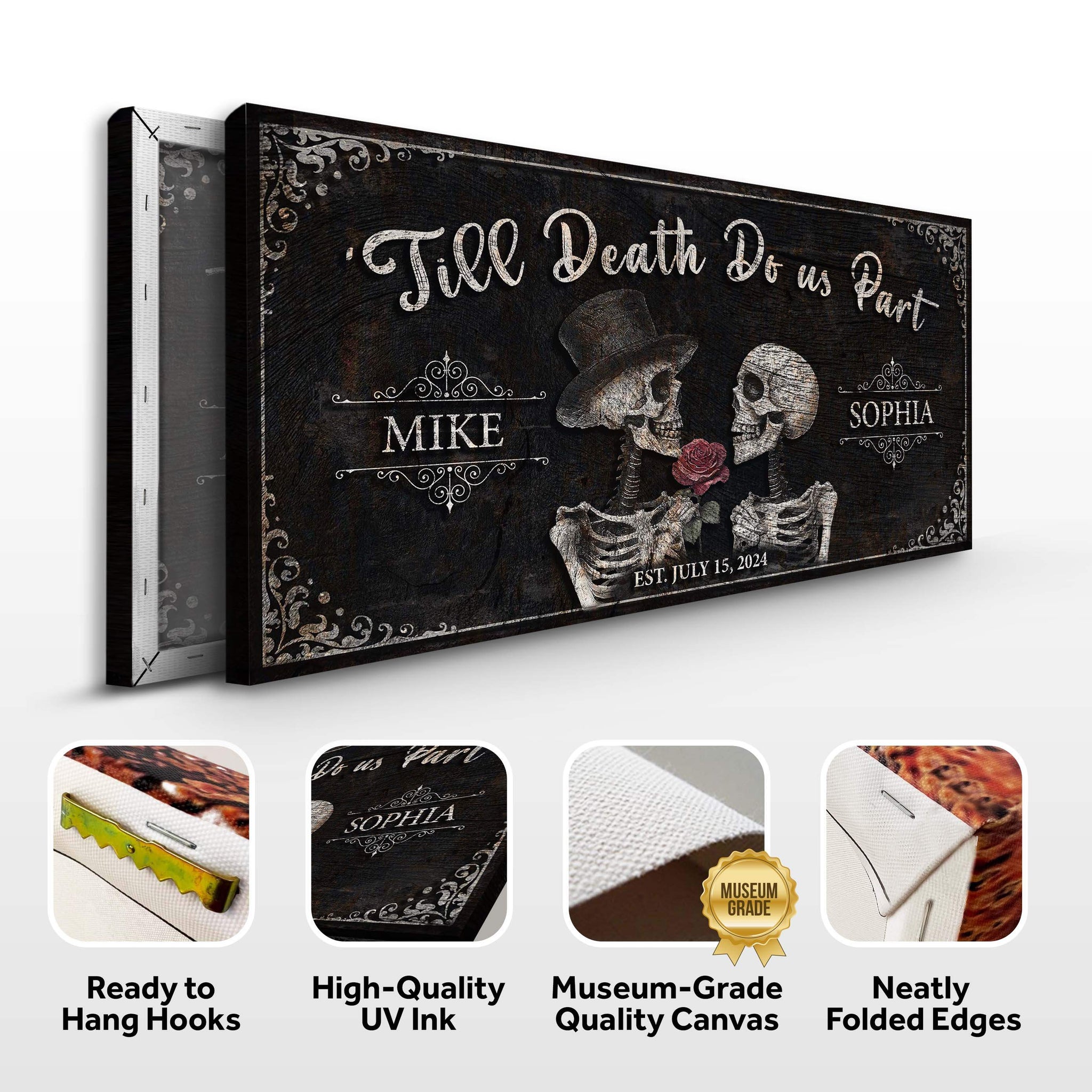 Till Death Do Us Part Skeleton Couple Sign III - Tailored Canvases - Flyclothing LLC