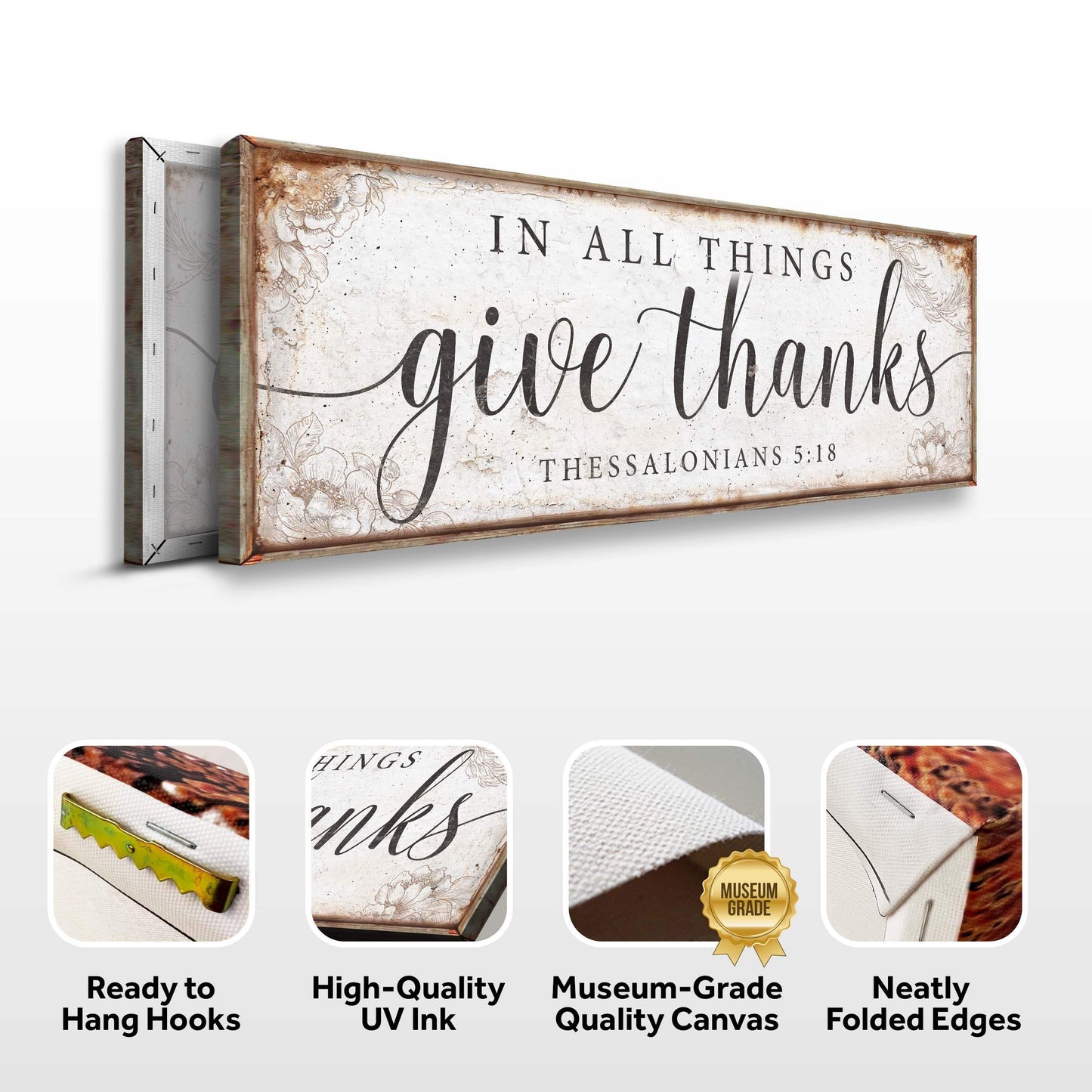 In All Things Give Thanks Thessalonians 5:18 Faith Sign - Tailored Canvases - Flyclothing LLC