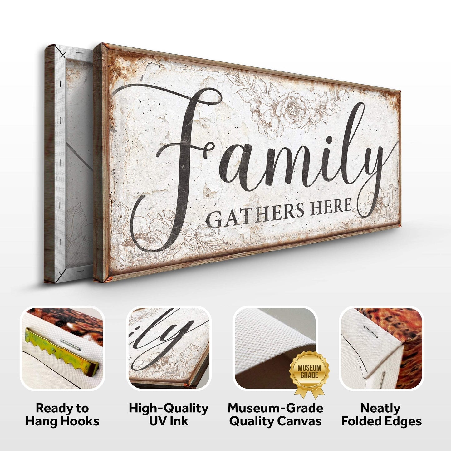 Family Gathers Here Sign - Tailored Canvases - Flyclothing LLC