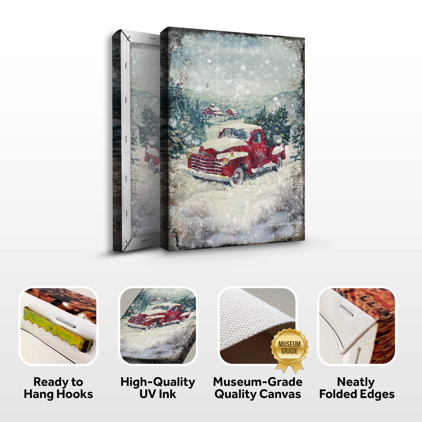Vintage Truck With Christmas Tree Wall Art II - Tailored Canvases - Flyclothing LLC