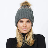 Ethnic Knit Beanie with Pom Pom - Madeline Love - Flyclothing LLC