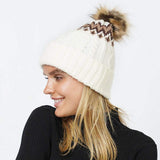 Ethnic Knit Beanie with Pom Pom - Madeline Love - Flyclothing LLC