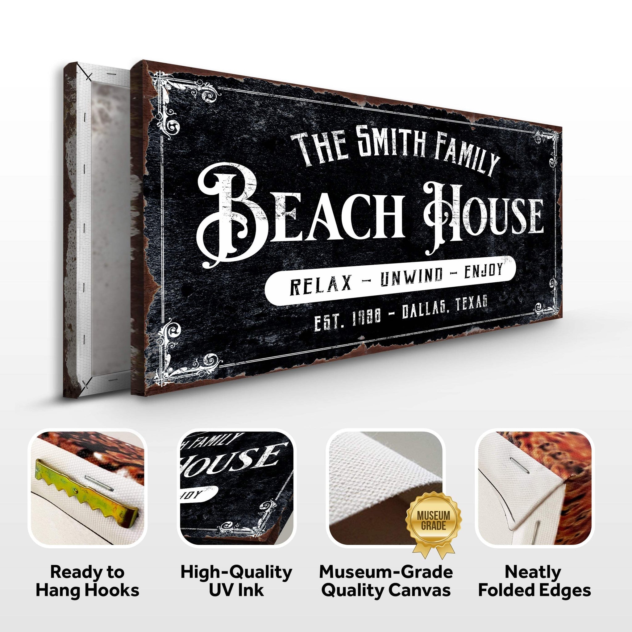 Beach House Personalized Sign III - Tailored Canvases - Flyclothing LLC