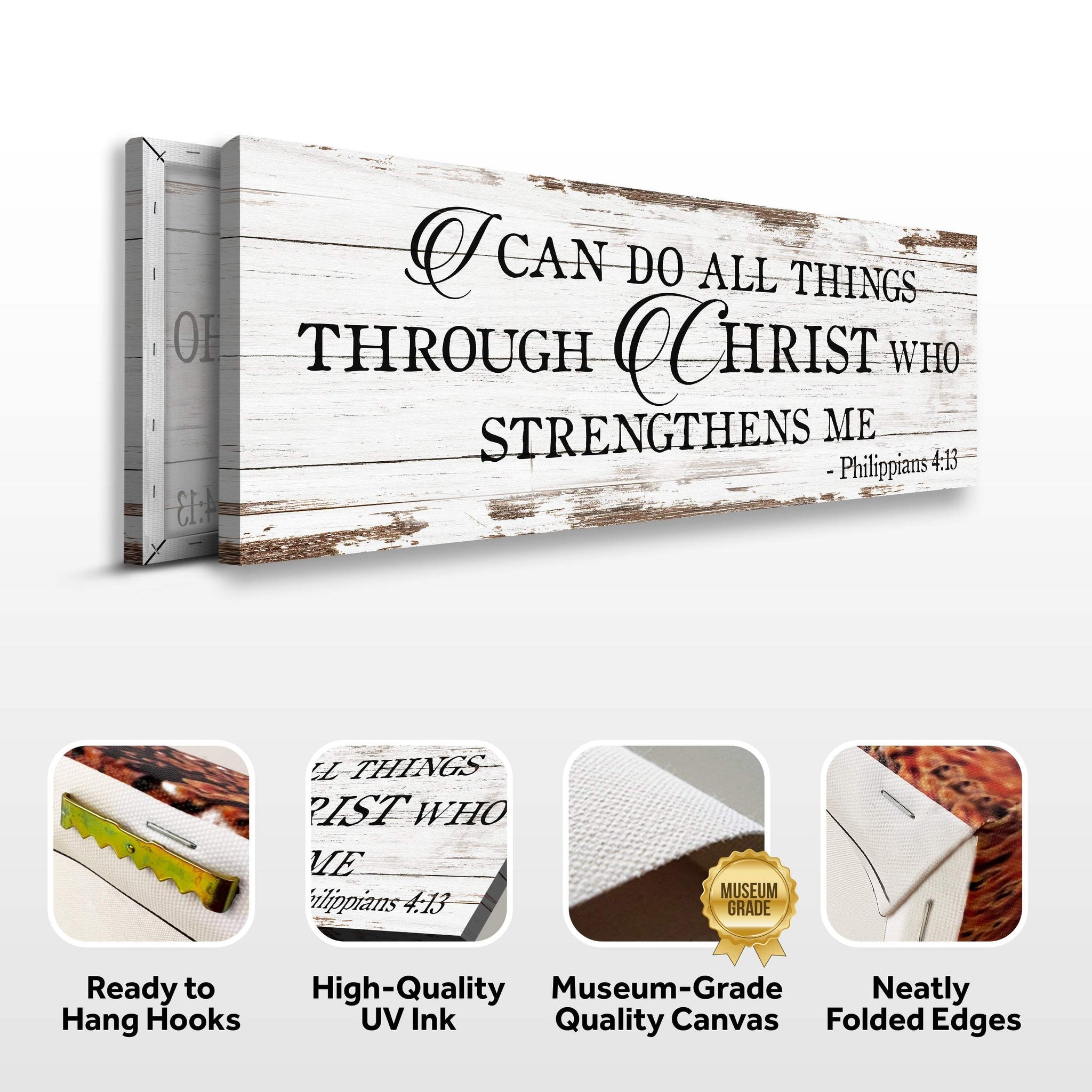 I Can Do All Things Through Christ Who Strengthens Me Faith Sign III - Tailored Canvases - Flyclothing LLC