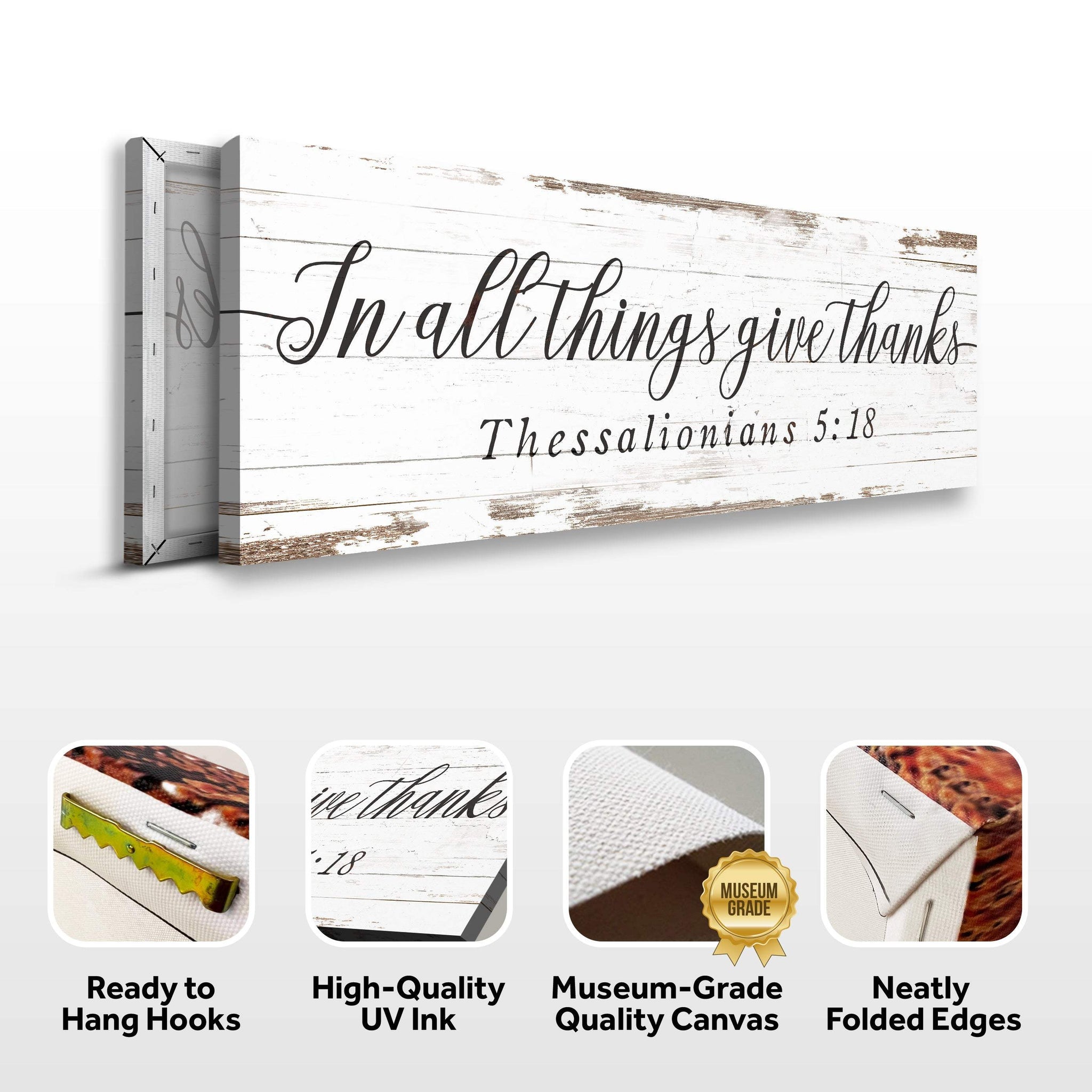 In All Things Give Thanks Thessalonians 5:18 Faith Sign II - Tailored Canvases - Flyclothing LLC
