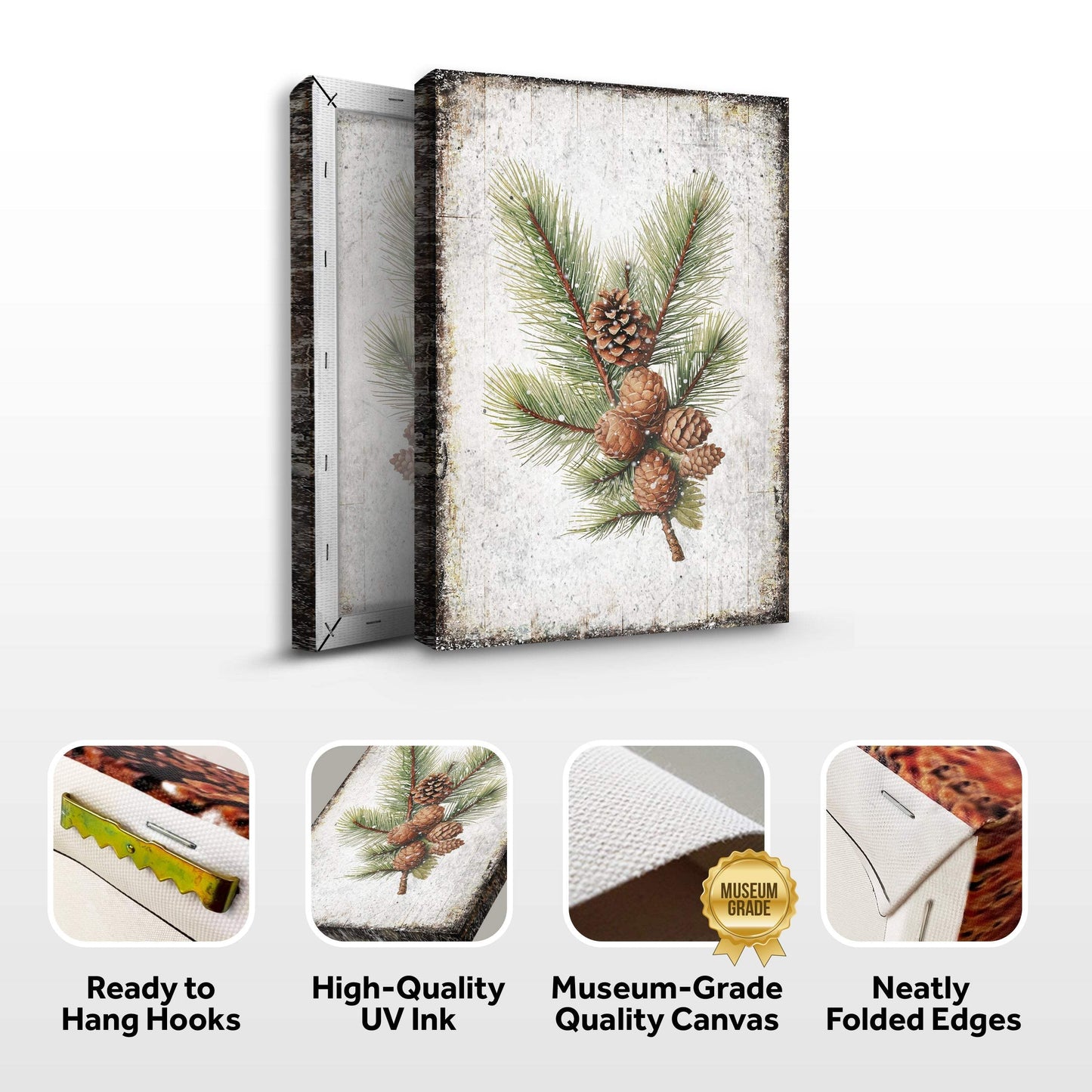Vintage Winter Pine Cone Christmas Wall Art IV - Tailored Canvases - Flyclothing LLC