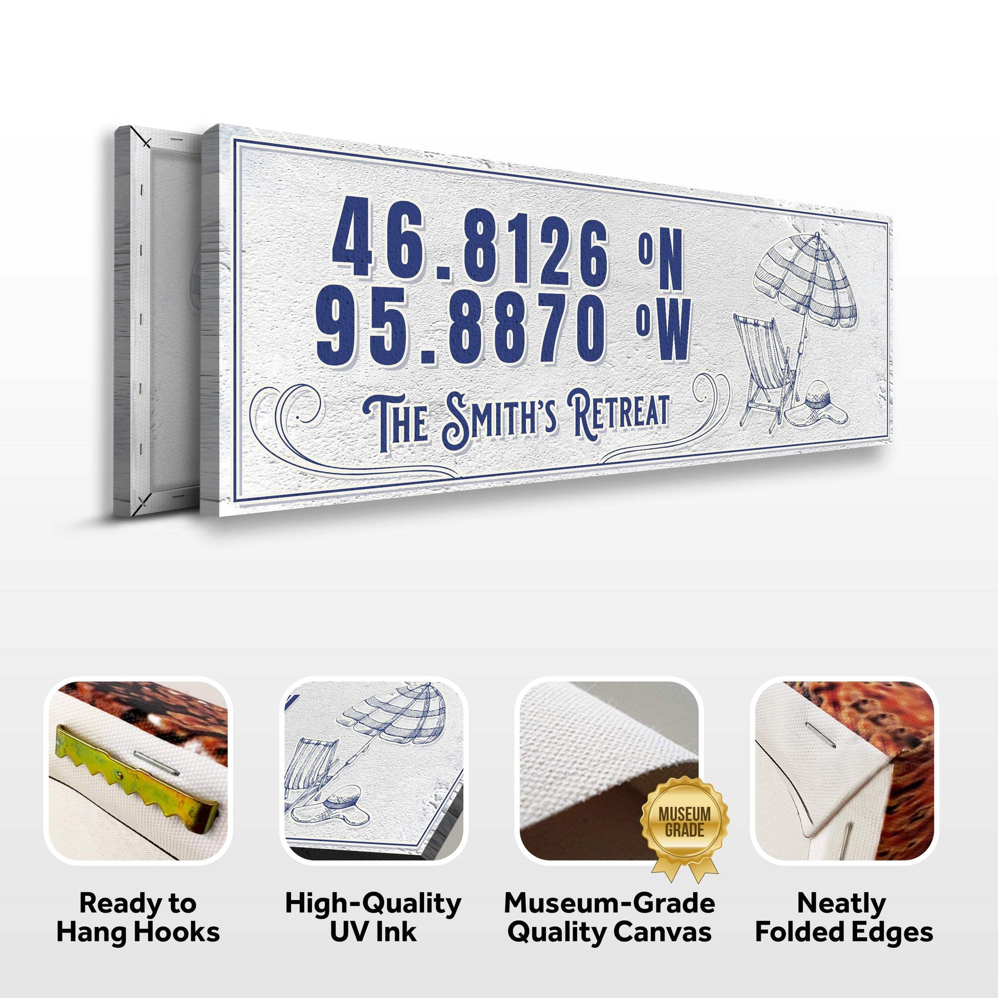 House Retreat Coordinates Sign - Tailored Canvases - Flyclothing LLC