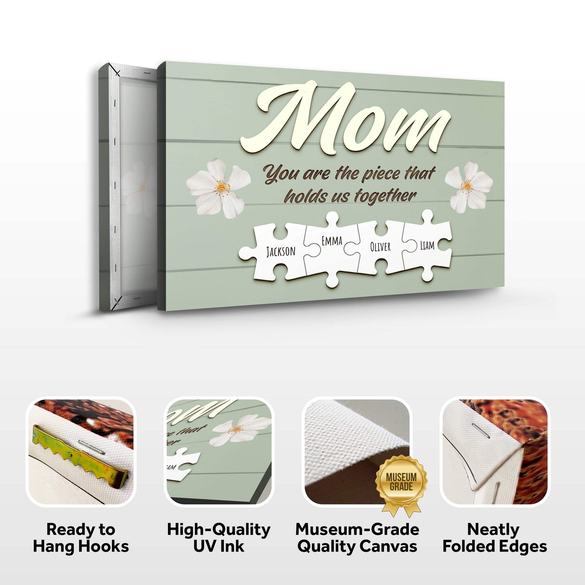 Mother's Day Sign The Piece That Holds Us Together - Tailored Canvases - Flyclothing LLC