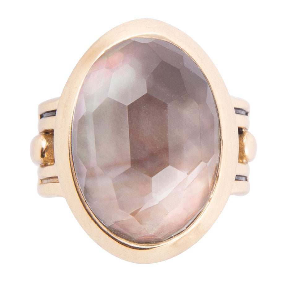 Etto Black Mother of Pearl Golden Dome Statement Ring - Barse Jewelry - Flyclothing LLC