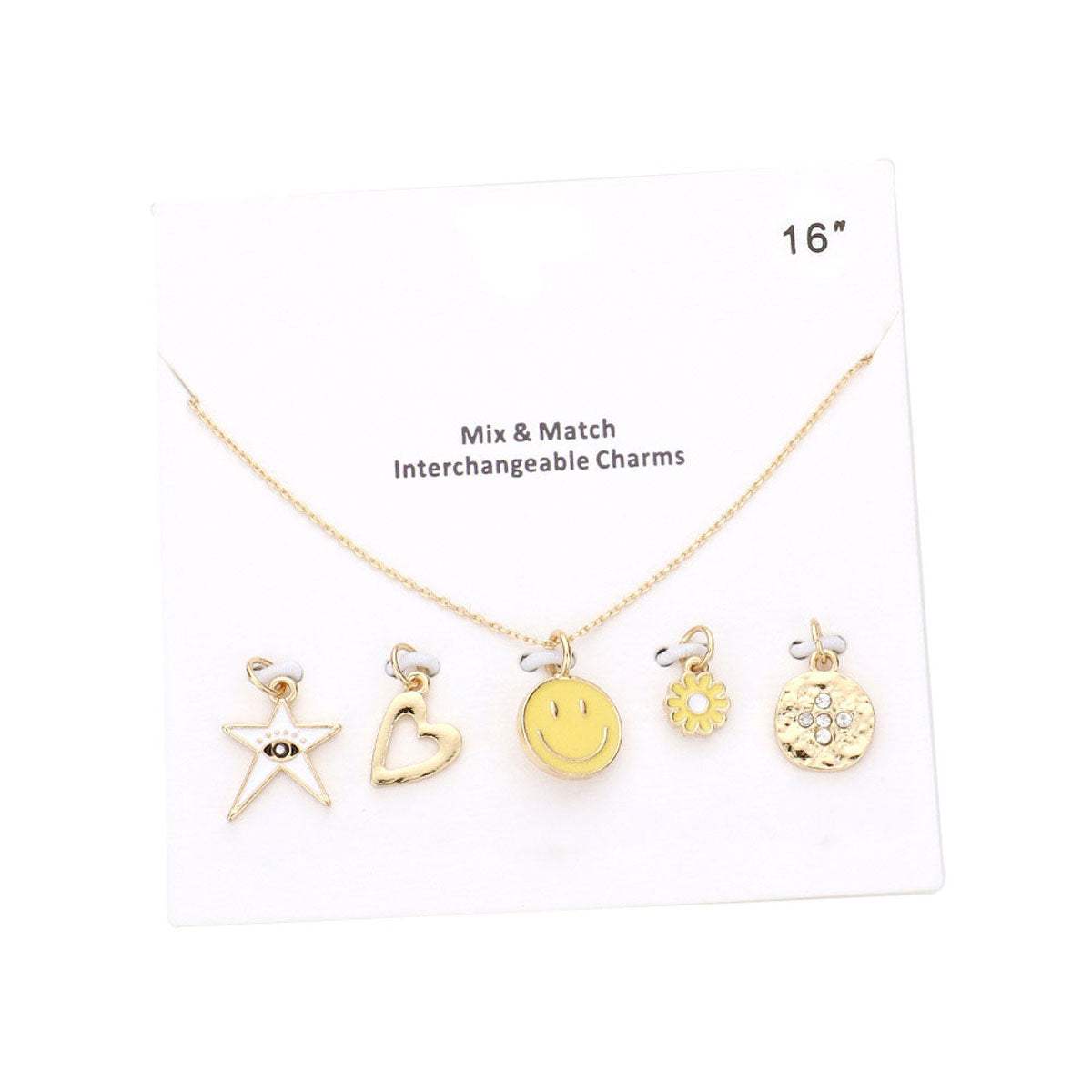 Evil Eye Star Smile Flower Heart Interchange Charm Necklace - Madeline Love - Flyclothing LLC